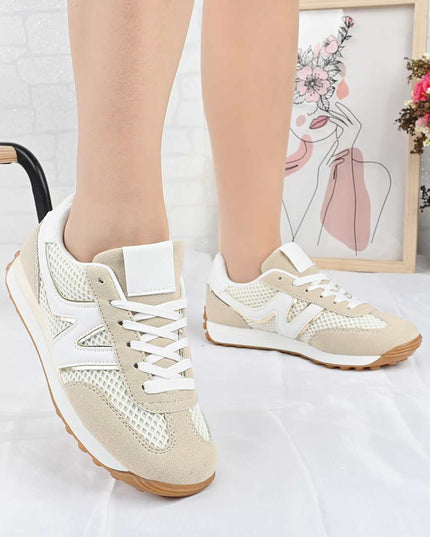 Pantofi Sport De Dama din material textil, D1497 - Bej
