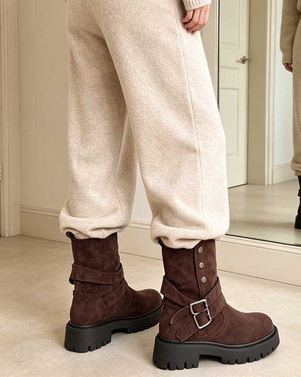 Ghete de dama,Din piele ecologica cu interior imblanit,GD1127,Maro
