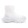 Pantofi Sport Inalti De Dama,Cu model sosete,D1384,Alb
