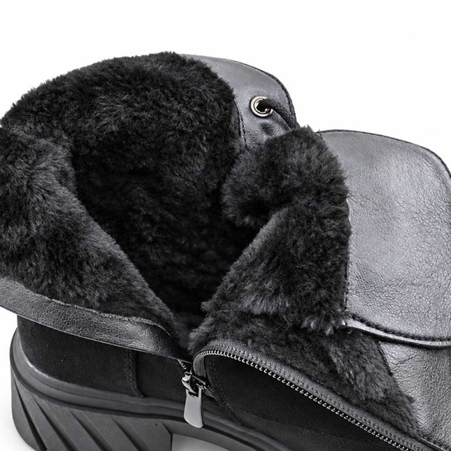 Ghete de dama, din piele ecologică întoarsă,cu interior imblanit,GD1133,Negru