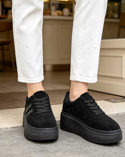 Pantofi Sport De Dama,Din Piele ecologica intoarsa,D1510,Negru