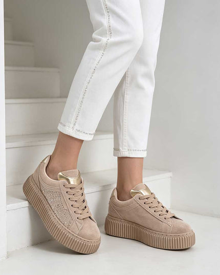 Pantofi Sport De Dama,Din Piele ecologica intoarsa,D1513,Bej