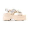 Sandale de dama,Cu platforma,Din Piele Din Material Textil,SA78,Bej