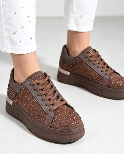 Pantofi Sport De Dama,Din Piele ecologica intoarsa,D1514.Maro