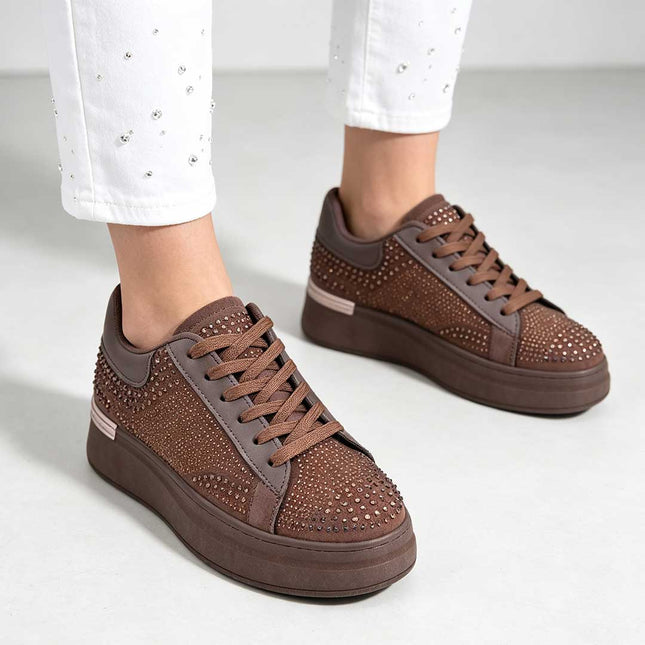 Pantofi Sport De Dama,Din Piele ecologica intoarsa,D1514.Maro