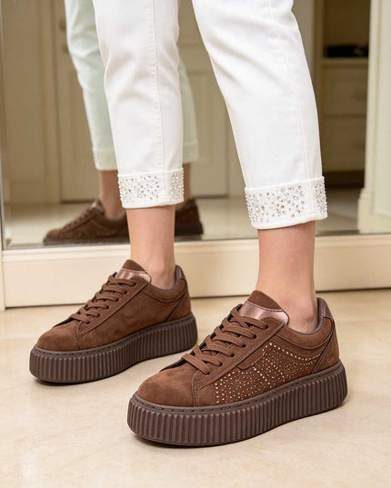 Pantofi Sport De Dama,Din Piele ecologica intoarsa,D1513,Maro