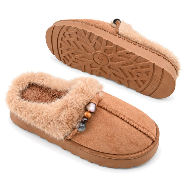 Papuci de casa Dama,Cu Imblaniti,PD1129,Camel