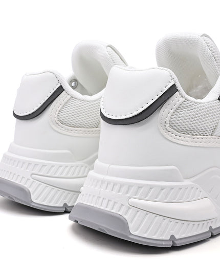 Pantofi Sport De Dama cu insertii de plasa, D1388 - Alb cu Roz