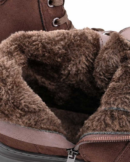 Ghete de damă, din piele ecologică ,cu interior imblanit,GD1136,Maro