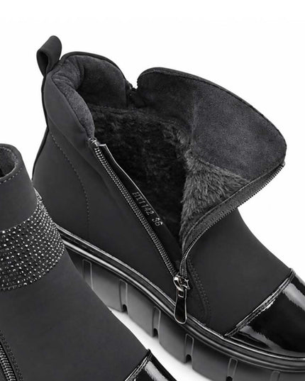 Ghete de dama,Din piele ecologica cu interior imblanit,GD1132,Negru