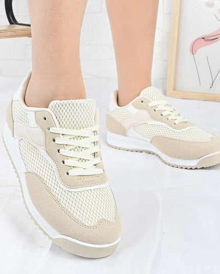 Pantofi Sport De Dama din material textil, D1495 - Bej