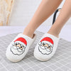 Papuci de casa Dama, bumbac,Cu Mos Craciun,Imblaniti,PD1064,Alb