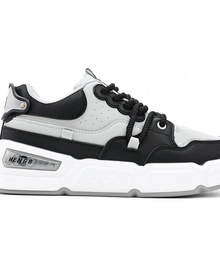 Pantofi sport de barbati din piele ecologica, B4012 - Negru cu Gri