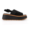 Sandale de dama,Cu platforma,Din Piele Ecologica Intoarsa,SA74,Negru