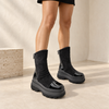 Ghete de dama,Din piele ecologica lacuita cu interior imblanit,GD1130,Negru