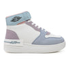 Pantofi sport inalti de dama,D1312,Din Piele ecologica,Alb cu Albastru