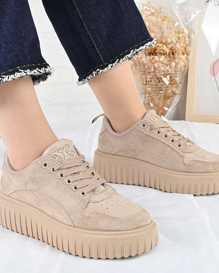 Pantofi Sport De Dama din Piele ecologica, D1483 - Kaki