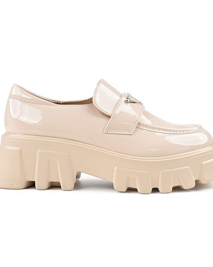 Pantofi casual de dama cu platforma, din piele ecologica, P1302 - Bej