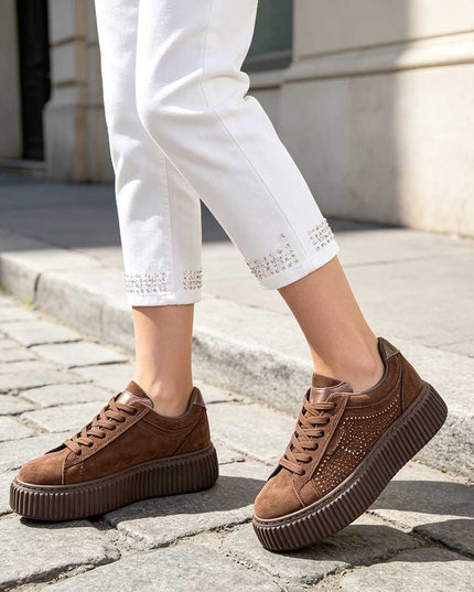 Pantofi Sport De Dama,Din Piele ecologica intoarsa,D1513,Maro