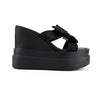 Papuci Casual De Dama,Cu platforma,Din Piele Ecologica,SA18,Negru