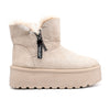 Cizme de dama,tip Ugg,Din piele ecologica intoarsa,imblanite,CD1038,Bej