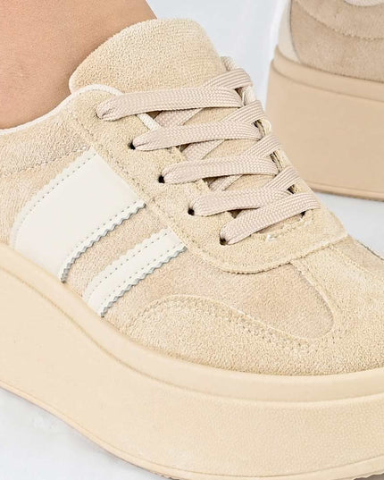 Pantofi Sport De Dama din Piele ecologica, D1482 - Bej