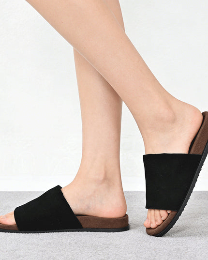 Papuci Casual De Dama din Piele Naturala, PD1103 - Negru
