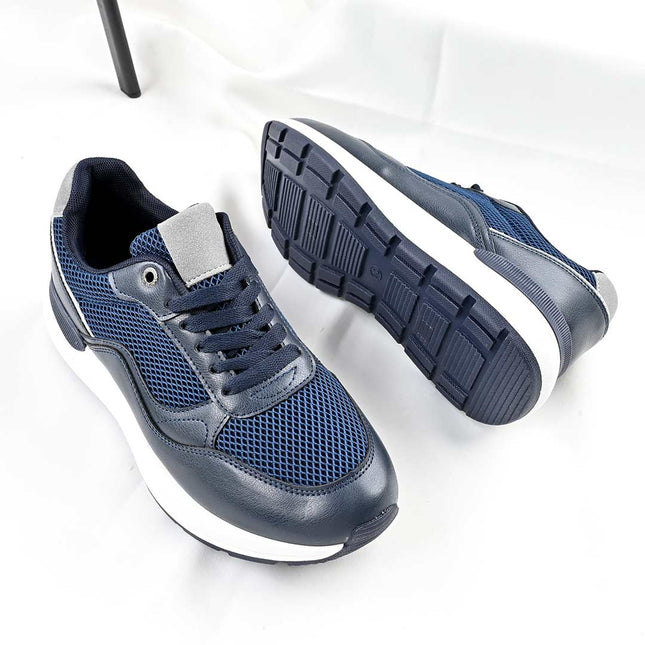 Pantofi sport de barbati,cu inseretii din plasa,B4054,Albastru Inchis OEM