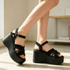 Sandale de Dama,Cu platforma,Din Piele Ecologica,SA129,Negru
