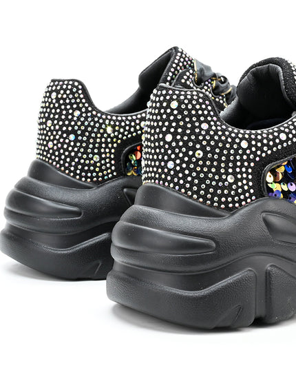 Pantofi sport de dama usori, cu platforma, D1322 - Negru