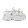 Pantofi sport de dama , Cu Platforma si Floare, 1285,Alb,
