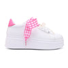 Pantofi Sport De Dama,Din piele Ecologica,Cu Fundita perle,D1376,Alb cu Roz