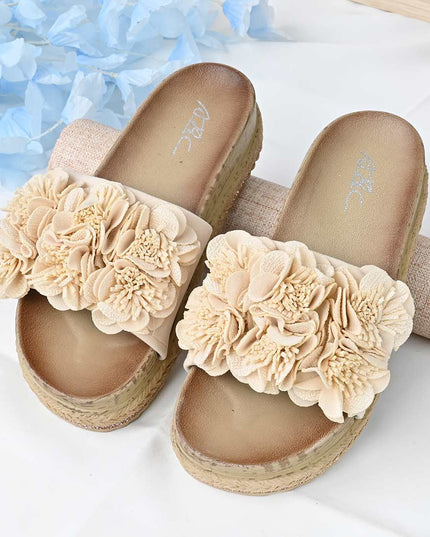 Papuci Casual De Dama din piele intoarsa ecologica, PD1088 - Bej