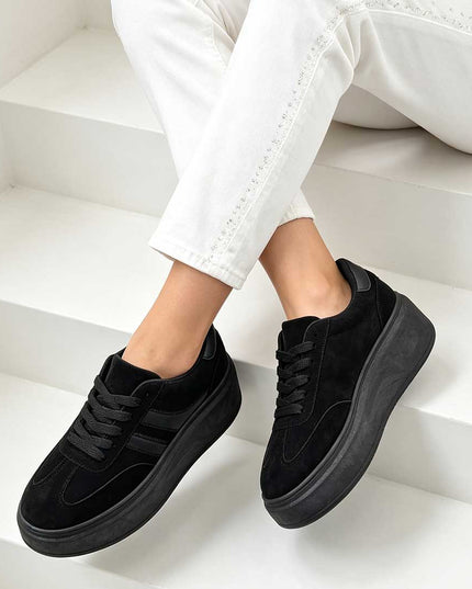 Pantofi Sport De Dama,Din Piele ecologica intoarsa,D1510,Negru