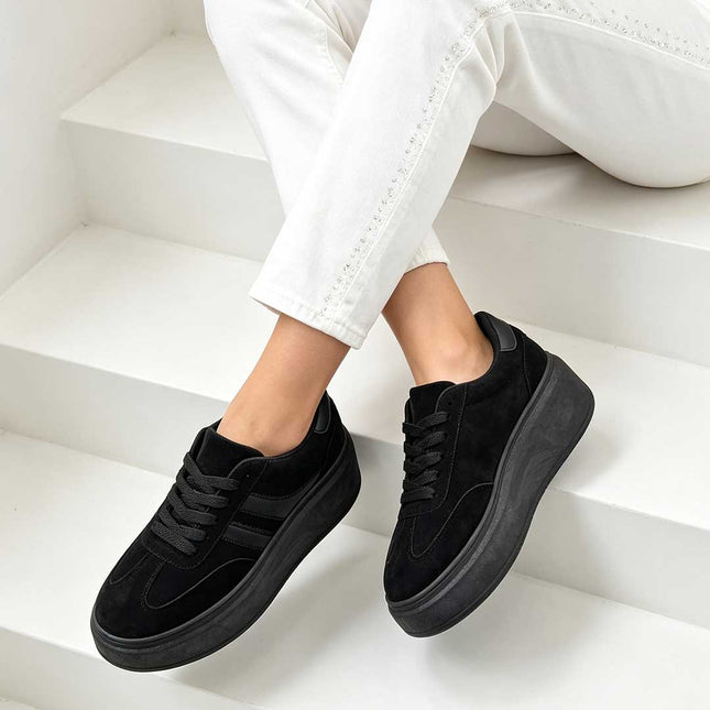 Pantofi Sport De Dama,Din Piele ecologica intoarsa,D1510,Negru