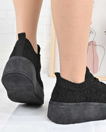 Pantofi Sport De Dama din material textil, D1493 - Negru