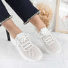 Pantofi sport De dama,cu insertii de plasa,D1490,Alb