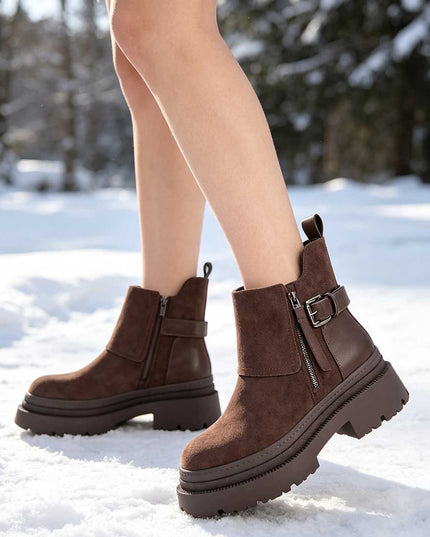 Ghete de dama,Din piele ecologica cu interior imblanit,GD1125,Maro