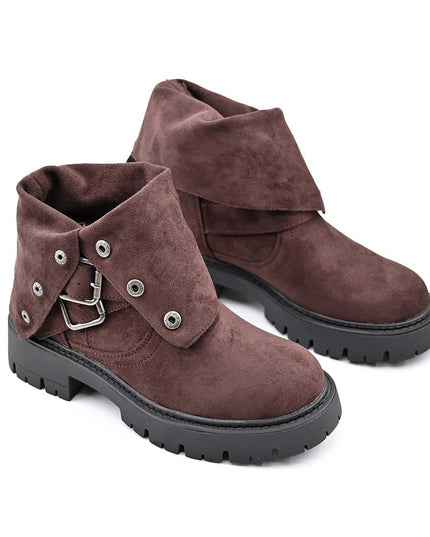 Ghete de dama,Din piele ecologica cu interior imblanit,GD1127,Maro
