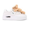 Pantofi sport de dama,acesoriu ursulet detasabil,D1425,Alb