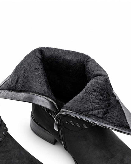 Ghete de dama, din piele ecologică întoarsă,cu interior imblanit,GD1134,Negru