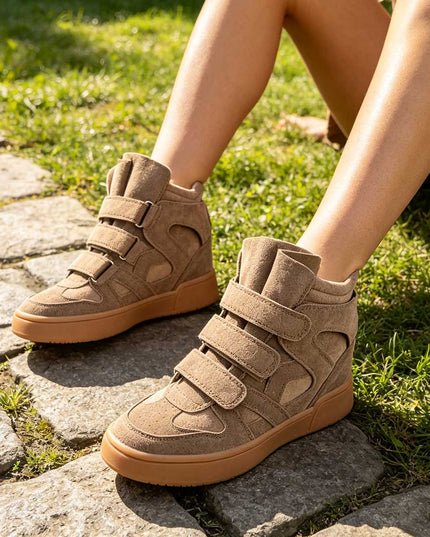 Pantofi Sport De Dama,Cu platforma,Din Piele ecologica intoarsa,D1512,Kaki