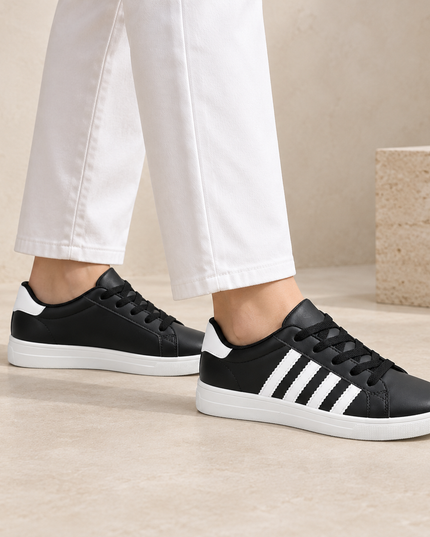 Pantofi sport de dama,D1310,Din piele ecologica,Negru cu Alb