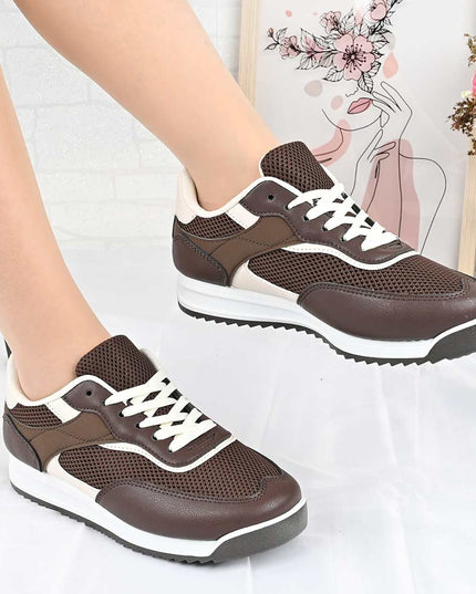 Pantofi Sport De Dama din material textil, D1495 - Maro