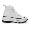 Tenisi inalti de dama, cu talpa flatform ,TD1272,Alb
