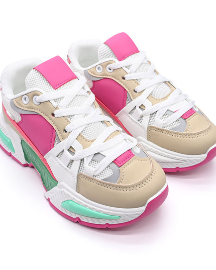 Pantofi Sport De Dama cu insertii de plasa, D1388 - Fucsia