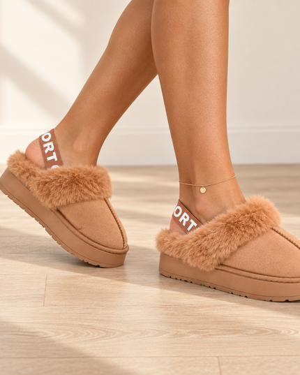 Papuci de casa Dama,Cu Imblaniti,PD1127,Camel