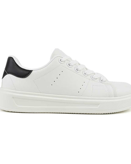 Pantofi sport de barbati din piele ecologica, B4072 - Alb cu Negru