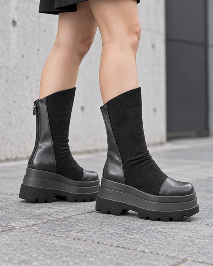 Ghete de dama,Din piele ecologica cu interior imblanit,GD1130,Negru