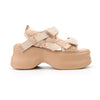 Sandale de dama,Cu platforma,Din Piele Din Material Textil,SA79,Kaki
